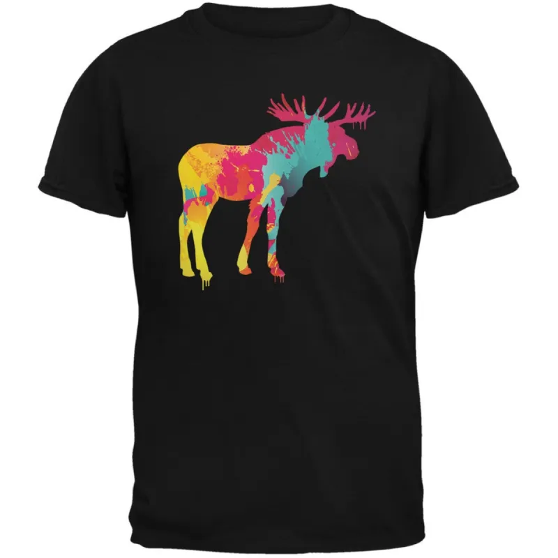 Splatter Moose Navy Adult T-Shirt sold by Old Glory