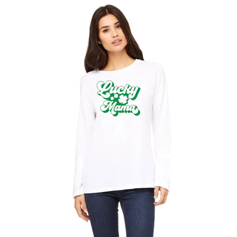 St Patricks Day Lucky Mama Womens Long Sleeve T Shirt sold by Old Glory