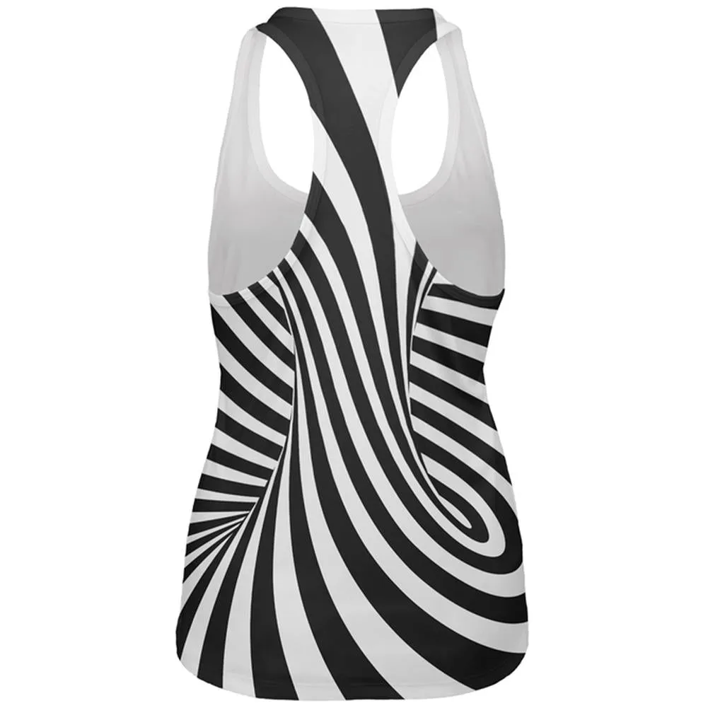 Trippy Black And White Swirl All Over Womens Work Out Tank Top sold by Old Glory product image thumbnail 2