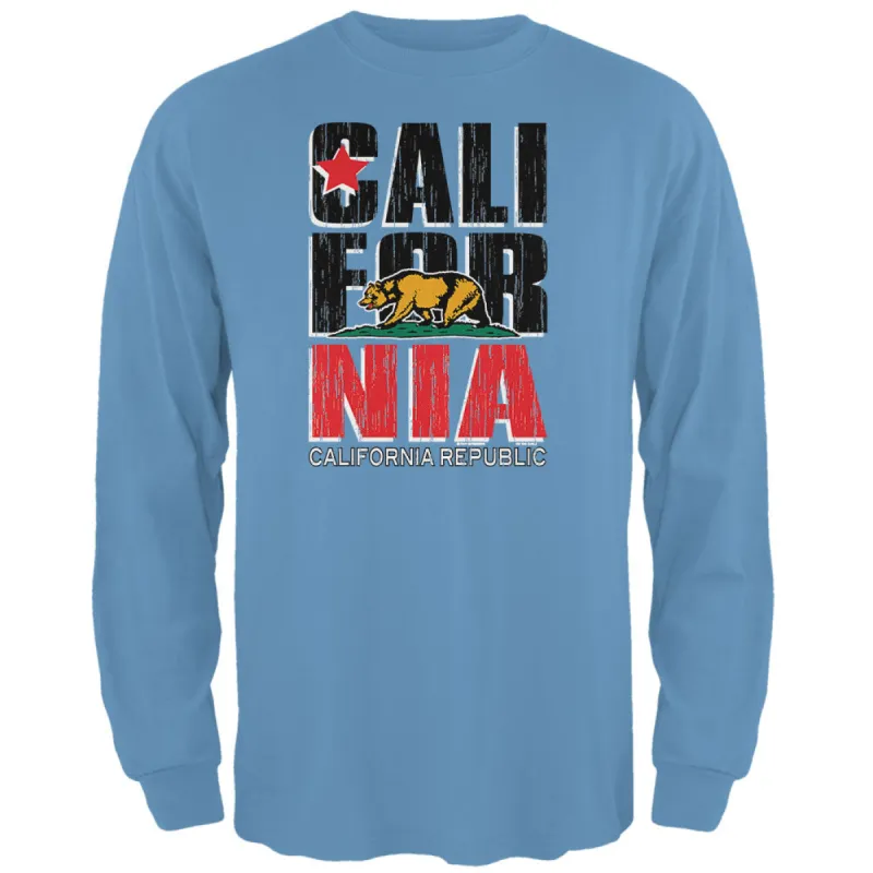 Bear California Republic Carolina Blue Mens Long Sleeve T Shirt sold by Old Glory