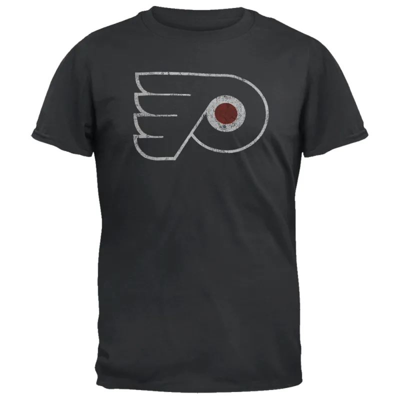 Philadelphia Flyers - Logo Brass Tacks Soft Black Adult T-Shirt sold by Old Glory