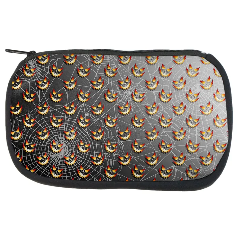 Halloween Spider Webs and Jack-O-Lanterns Makeup Bag sold by Old Glory