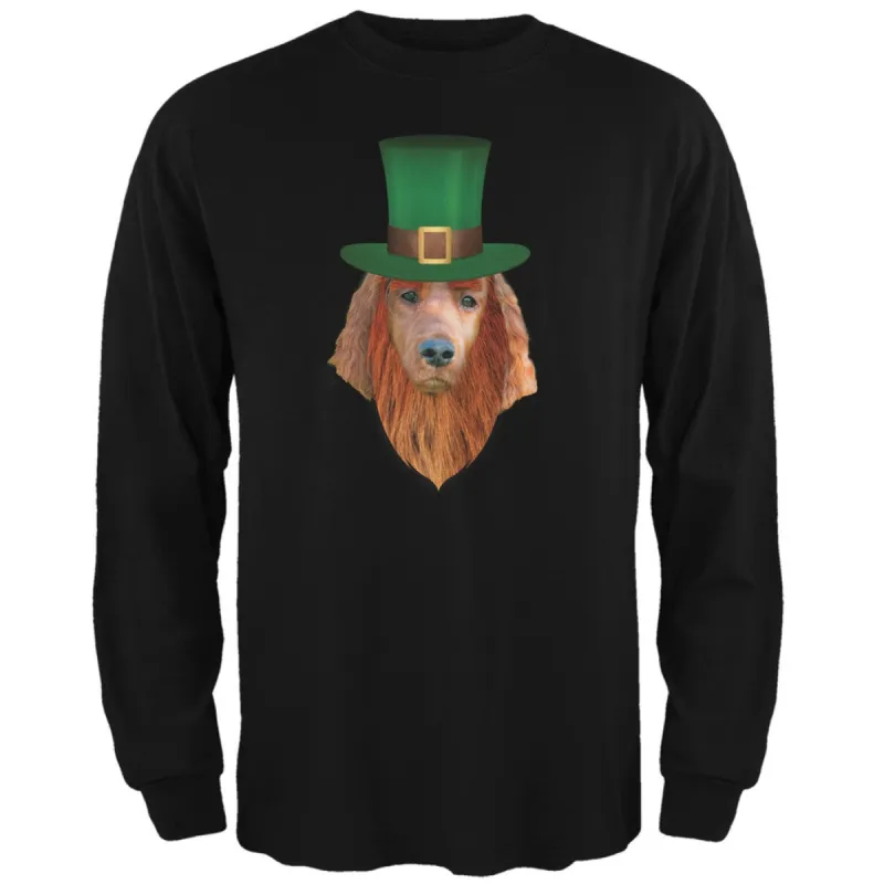 St. Patricks Day - Irish Setter Leprechaun Forest Green Adult Long Sleeve T-Shirt sold by Old Glory