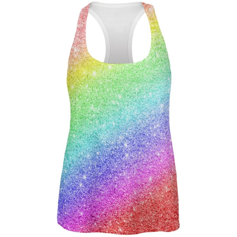 LGBTQ Pride Faux Rainbow Glitter All Over Womens Work Out Tank Top sold by Old Glory