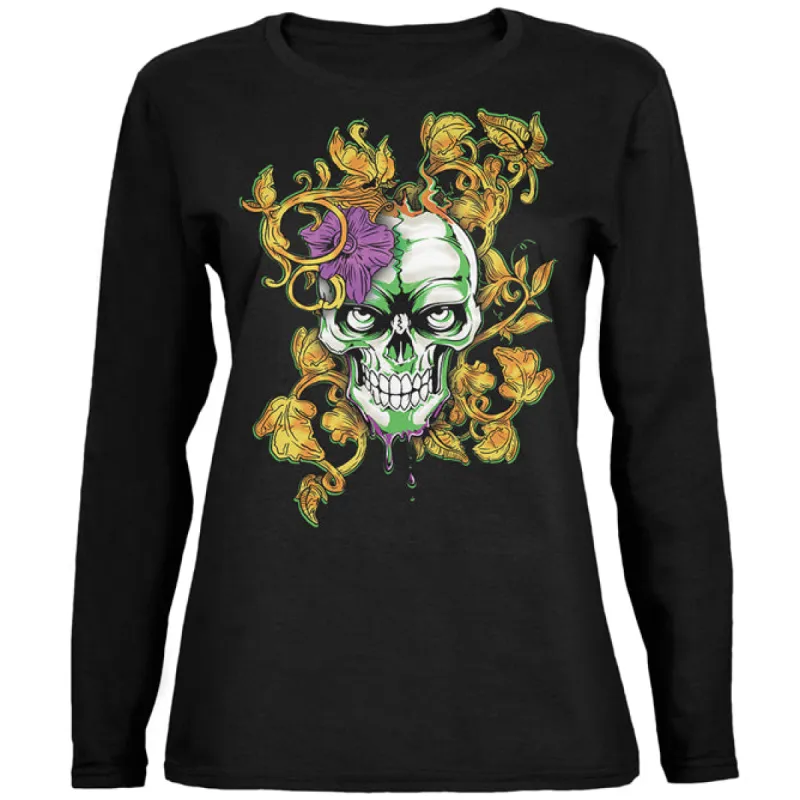Mardi Gras Voodoo Zombie Skull Ladies' Relaxed Jersey Long-Sleeve Tee sold by Old Glory