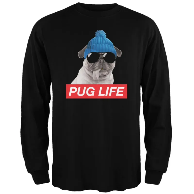 Pug Life Adult Black Long Sleeve T-Shirt sold by Old Glory