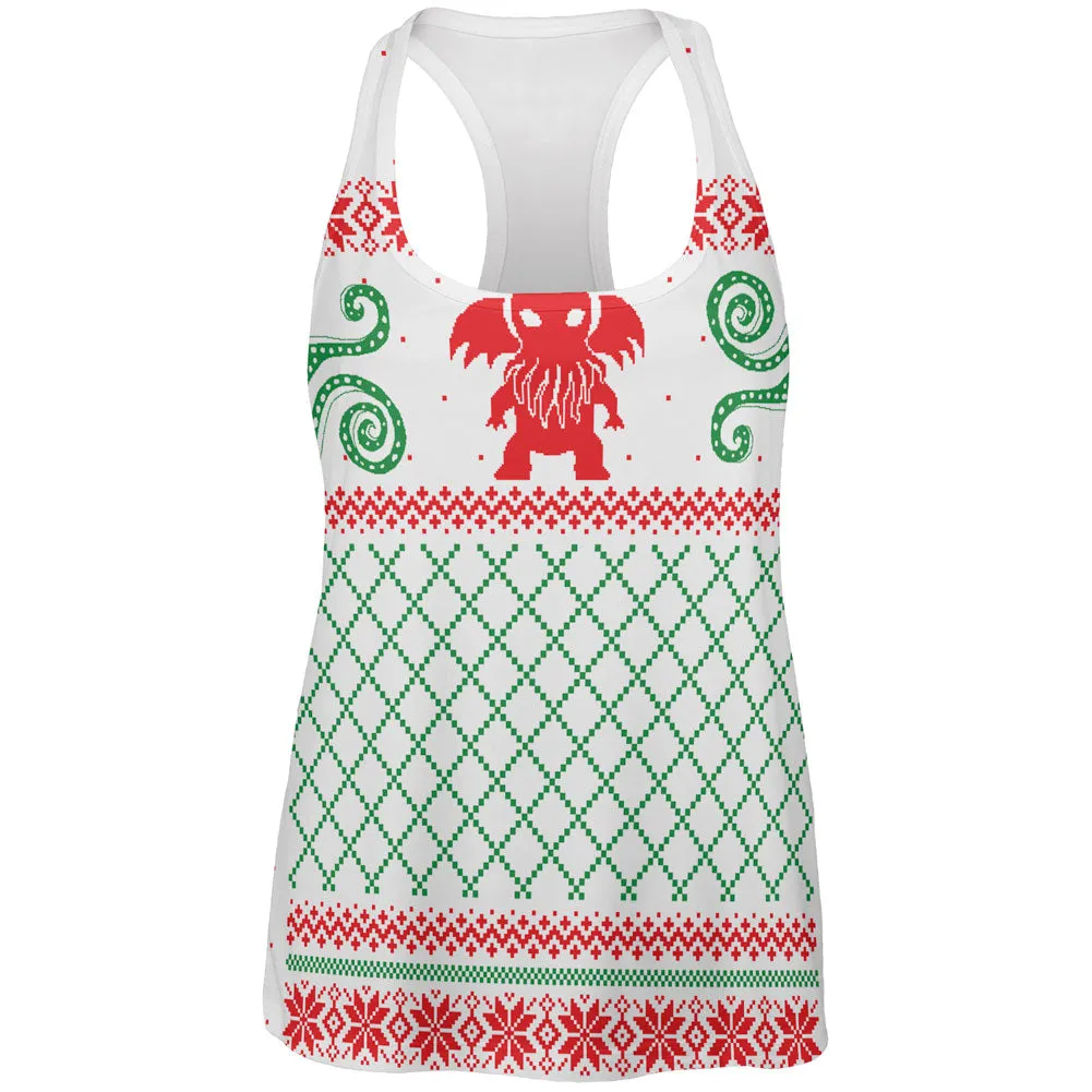 Cthulhu Lovecraft Dimensions Ugly Christmas Sweater All Over Womens Work Out Tank Top sold by Old Glory