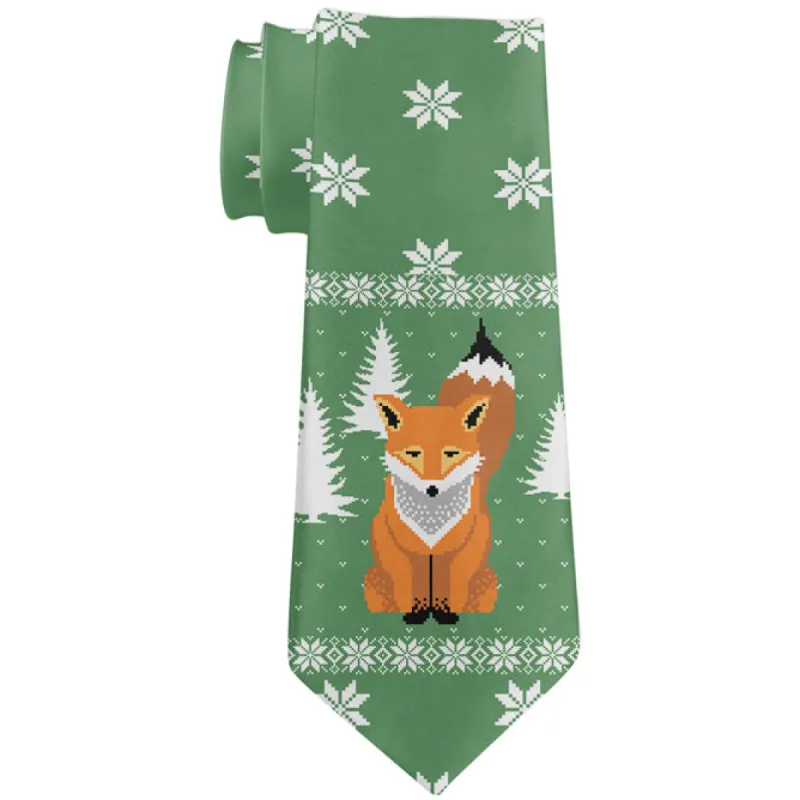 Ugly Christmas Sweater Big Fox All Over Neck Tie sold by Old Glory