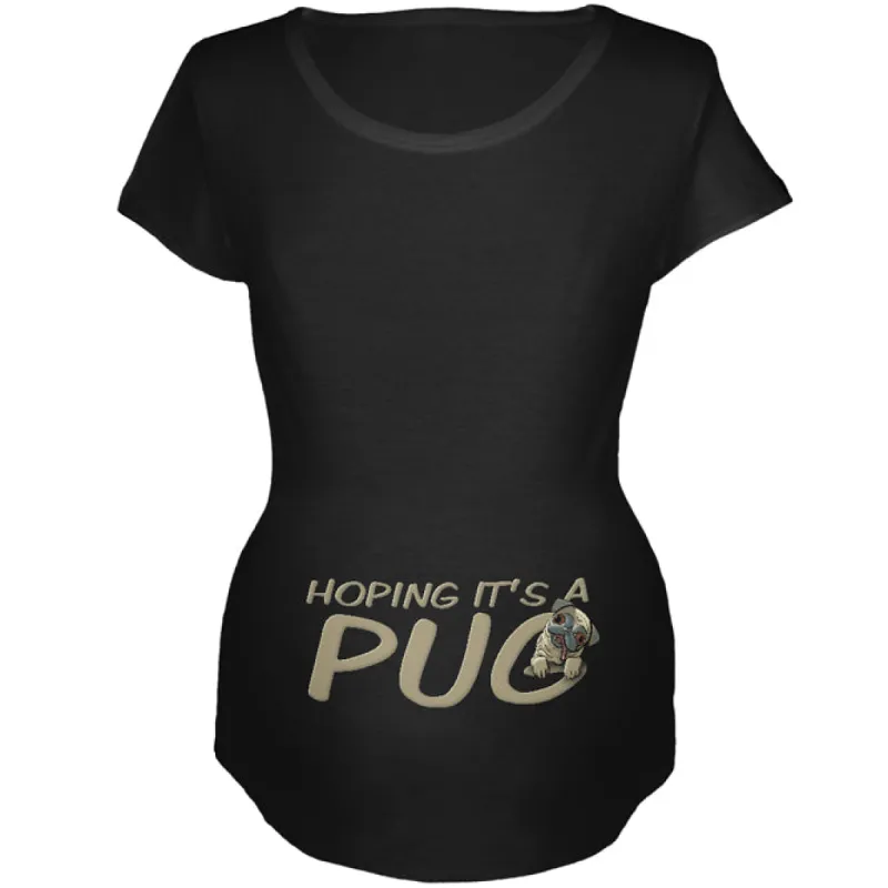 We're Hoping it's a Pug Funny Cute Puppy Maternity Soft T Shirt sold by Old Glory