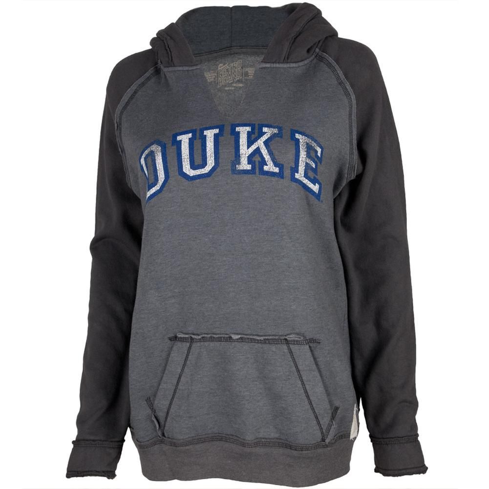 Duke Blue Devils - Destressed Letters Juniors Relaxed Slit-Neck Hoodie sold by Old Glory