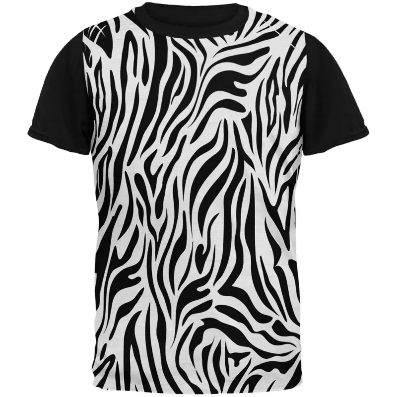 Zebra Print White Adult Black Back T-Shirt sold by Old Glory