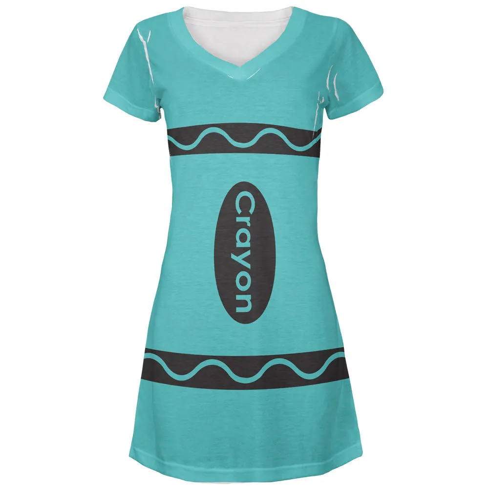 Halloween Crayon Costume Aqua Juniors V-Neck Beach Cover-Up Dress sold by Old Glory