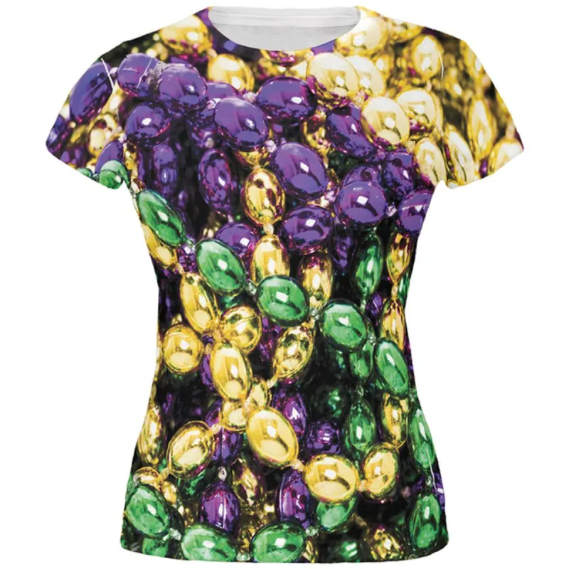 Mardi Gras Beads All Over Juniors T-Shirt sold by Old Glory