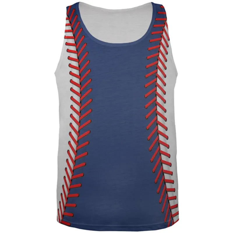Baseball League Blue and White All Over Mens Tank Top sold by Old Glory