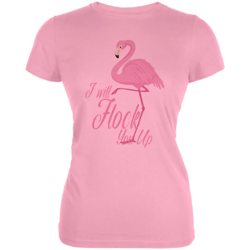 Flamingo I Will Flock You Up Juniors Soft T Shirt sold by Old Glory