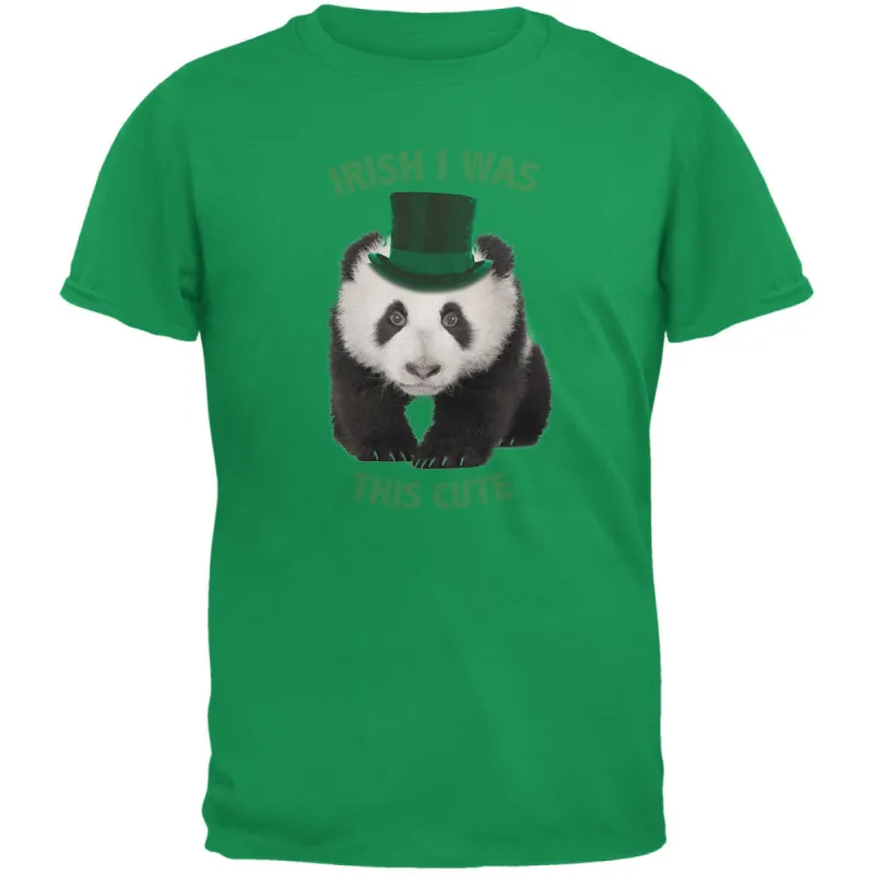 St. Patricks Day - Irish I Was This Cute Panda Irish Green Adult T-Shirt sold by Old Glory