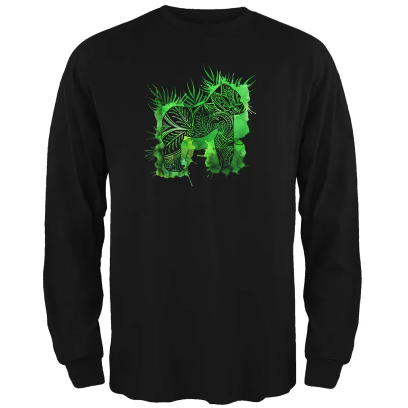 Henna Mountain Gorilla Jungle Splatter Mens Long Sleeve T Shirt sold by Old Glory