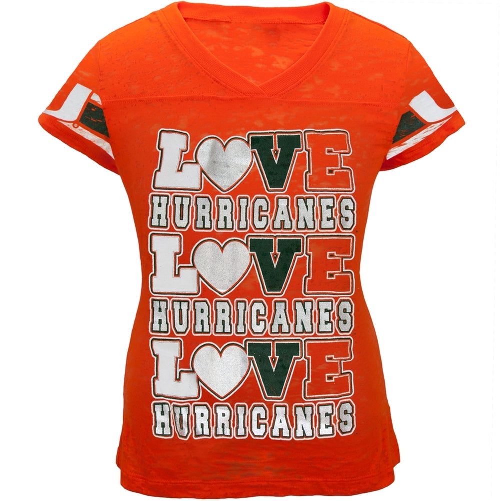 Miami Hurricanes - Foil Love Girls Juvy Burnout T-Shirt sold by Old Glory