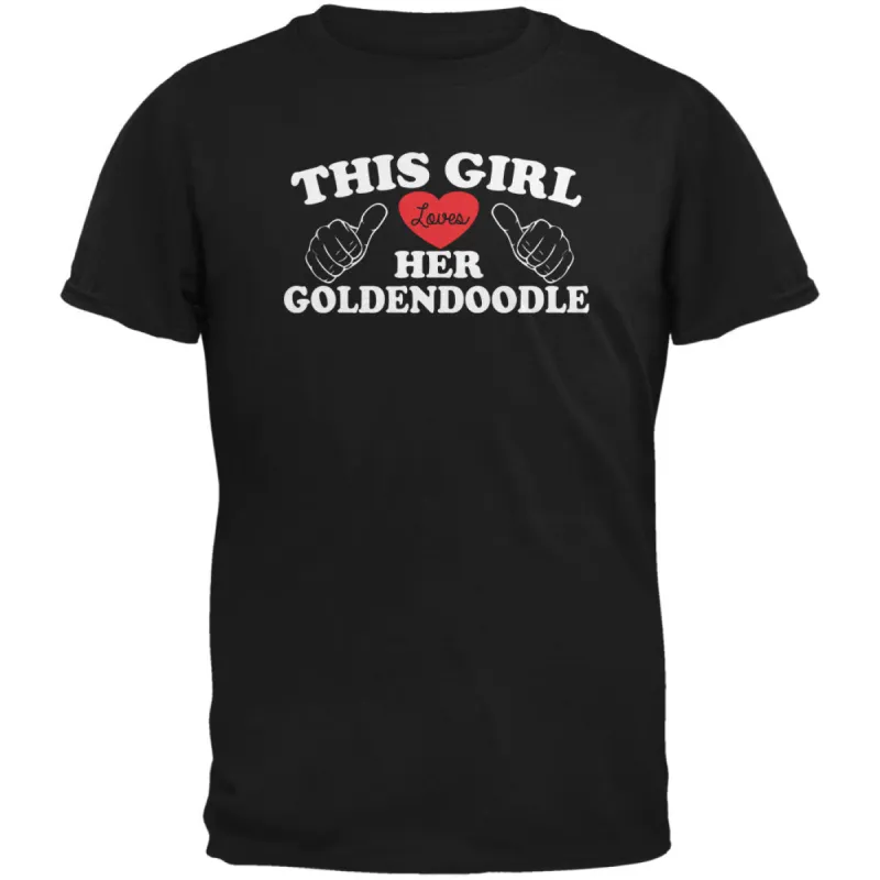 Valentines This Girl Loves Her Goldendoodle Black Adult T-Shirt sold by Old Glory