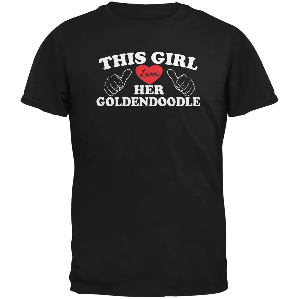 Valentines This Girl Loves Her Goldendoodle Black Adult T-Shirt sold by Old Glory
