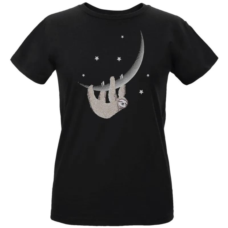 Sloth Hanging from the Moon Crescent Womens Organic T Shirt sold by Old Glory