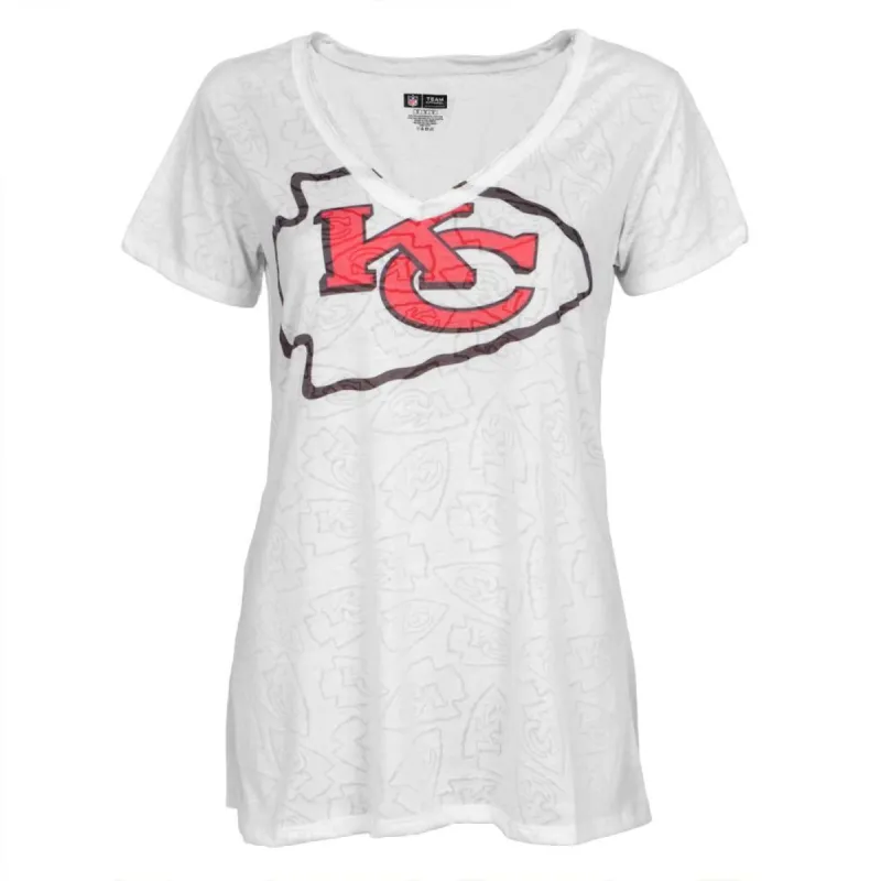 Kansas City Chiefs Logo Juniors Burnout V-Neck T-Shirt sold by Old Glory