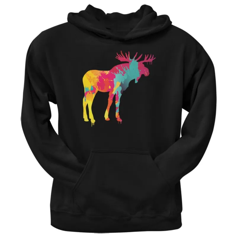 Splatter Moose Black Adult Hoodie sold by Old Glory