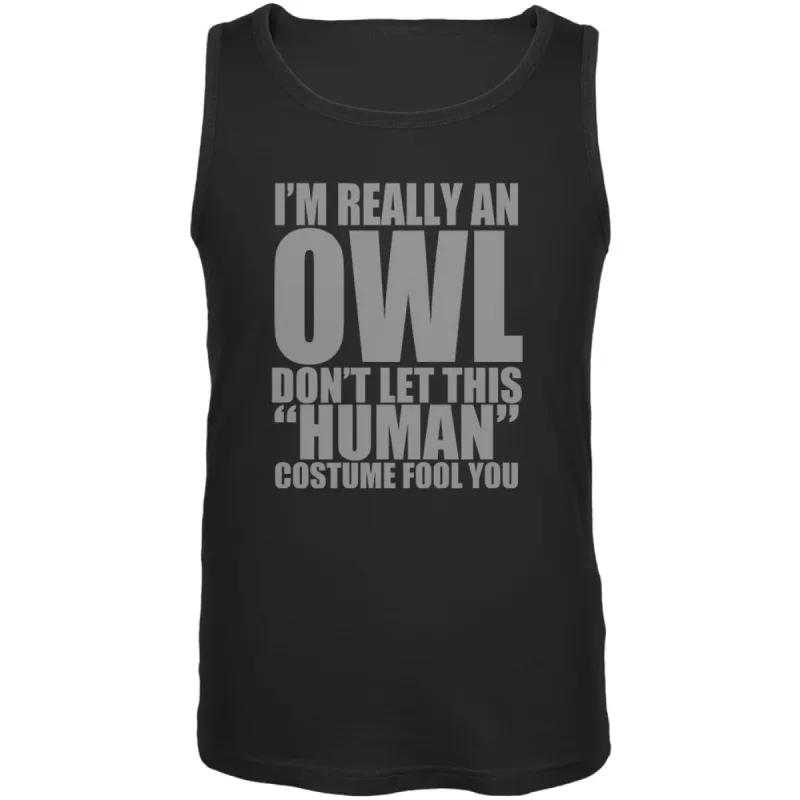 Halloween Human Owl Costume Black Adult Tank Top sold by Old Glory