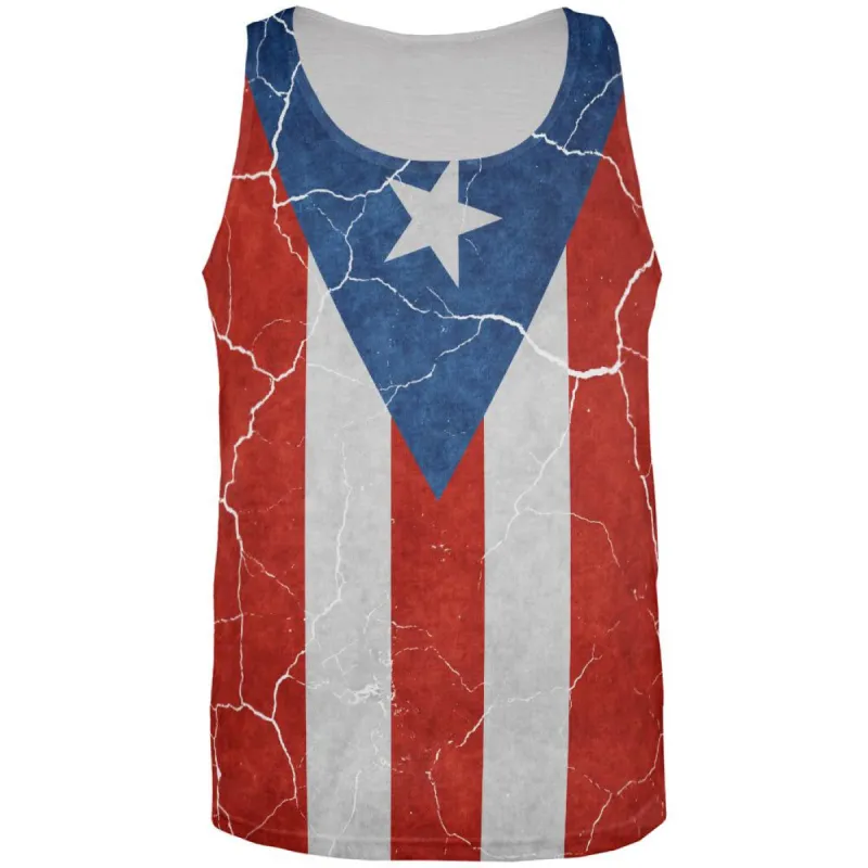 Distressed Puerto Rican Flag All Over Mens Tank Top sold by Old Glory