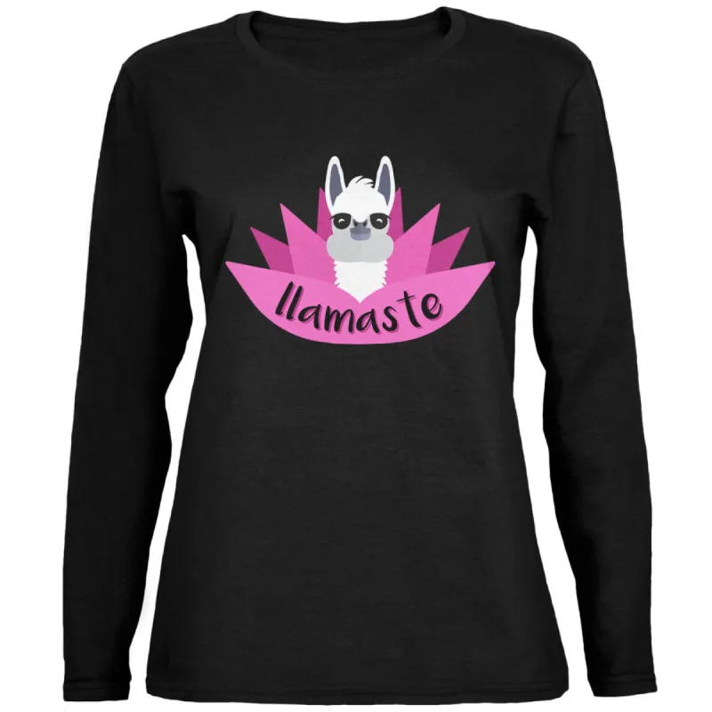 Funny Llamaste Yoga Llama Namaste Ladies' Relaxed Jersey Long-Sleeve Tee sold by Old Glory