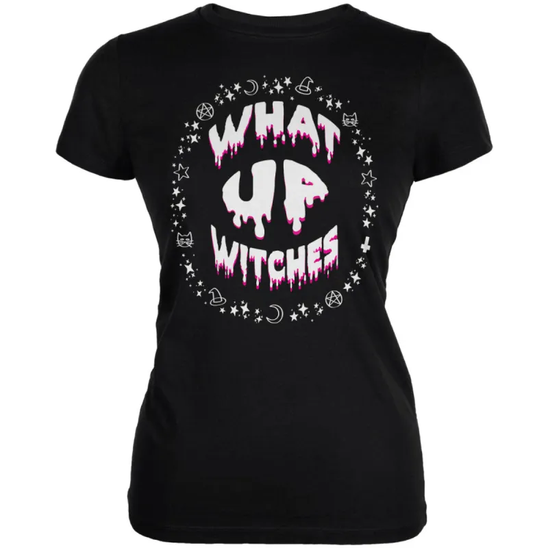 Halloween What Up Witches Witchy Elements Juniors Soft T Shirt sold by Old Glory