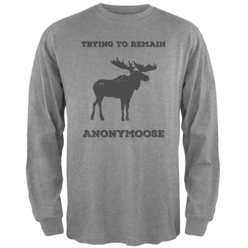PAWS - Moose Trying to Remain Anonymoose Heather Long Sleeve T-Shirt sold by Old Glory