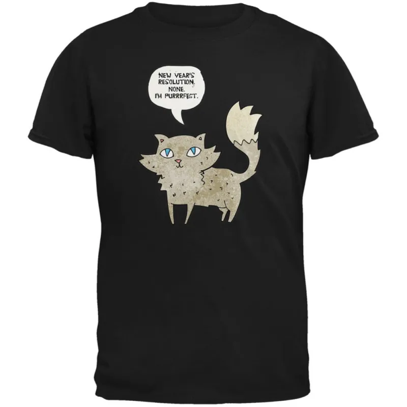 New Year's I'm Purrrrfect Black Adult T-Shirt sold by Old Glory