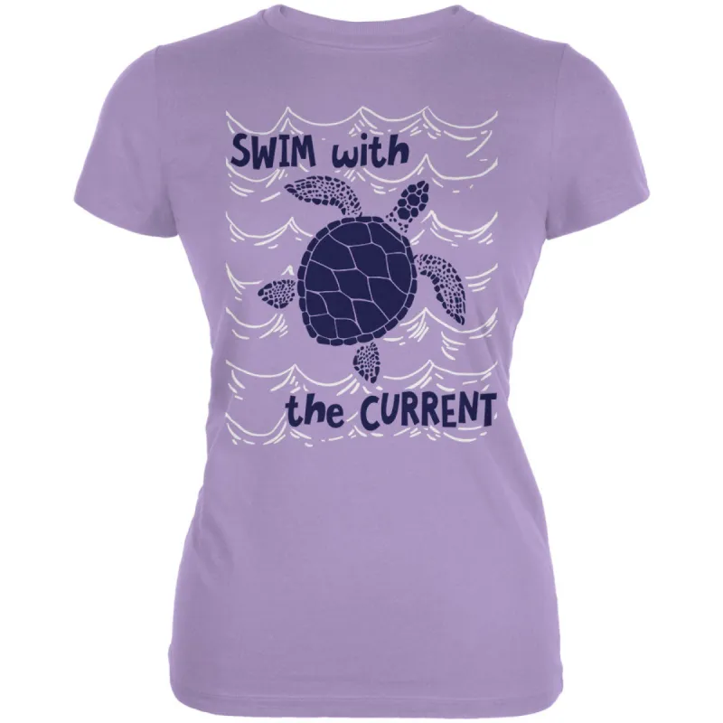 Sea Turtle Swim with the Current Juniors Soft T Shirt sold by Old Glory
