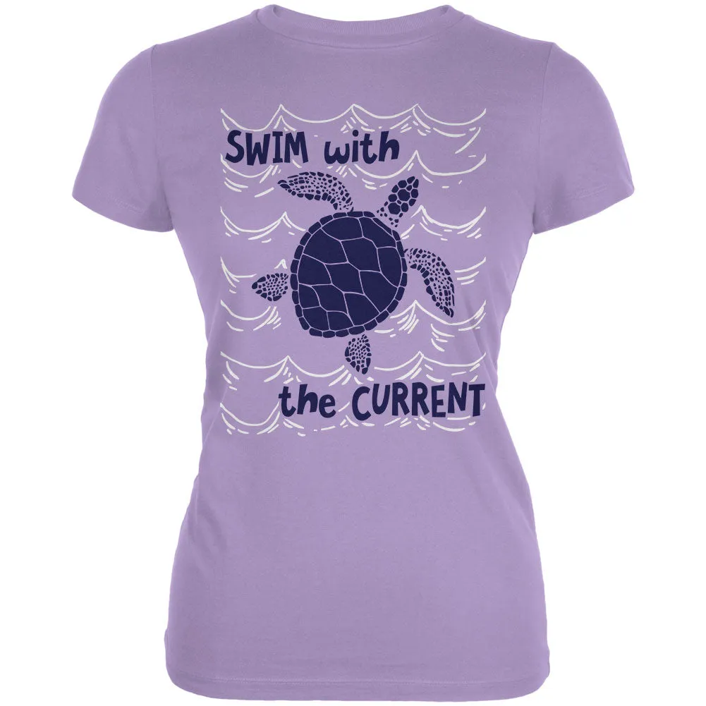 Sea Turtle Swim with the Current Juniors Soft T Shirt sold by Old Glory