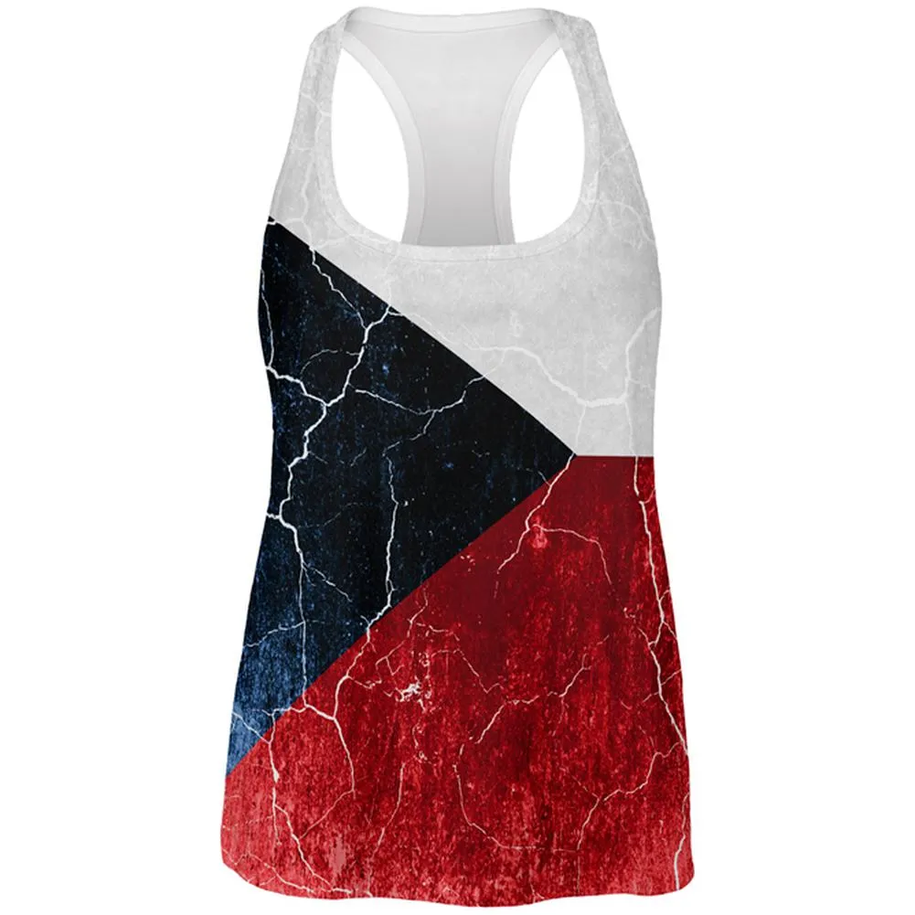 Czech Republic Flag Distressed Grunge All Over Womens Work Out Tank Top sold by Old Glory