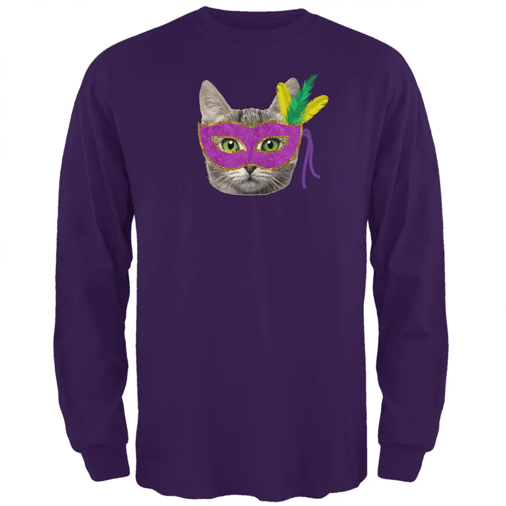 Mardi Gras Mask Funny Cat Mens Long Sleeve T Shirt sold by Old Glory