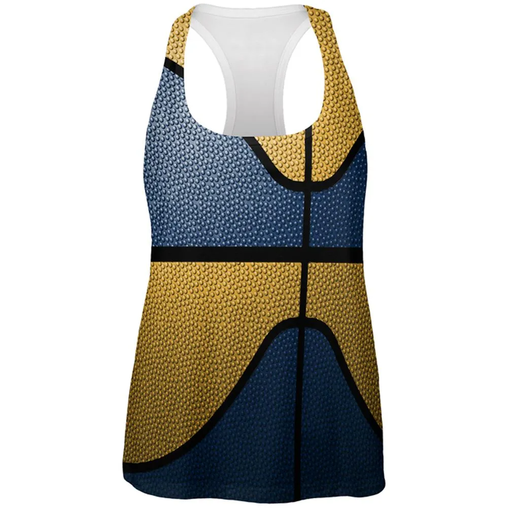 Championship Basketball Blue and Yellow All Over Womens Work Out Tank Top sold by Old Glory