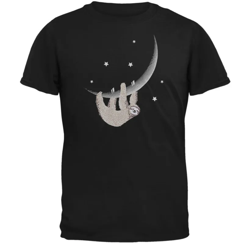 Sloth Hanging from the Moon Crescent Mens Soft T Shirt sold by Old Glory