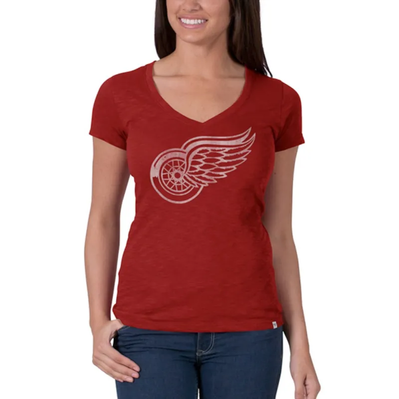Detroit Red Wings - Logo Scrum Juniors Premium V-Neck T-Shirt sold by Old Glory