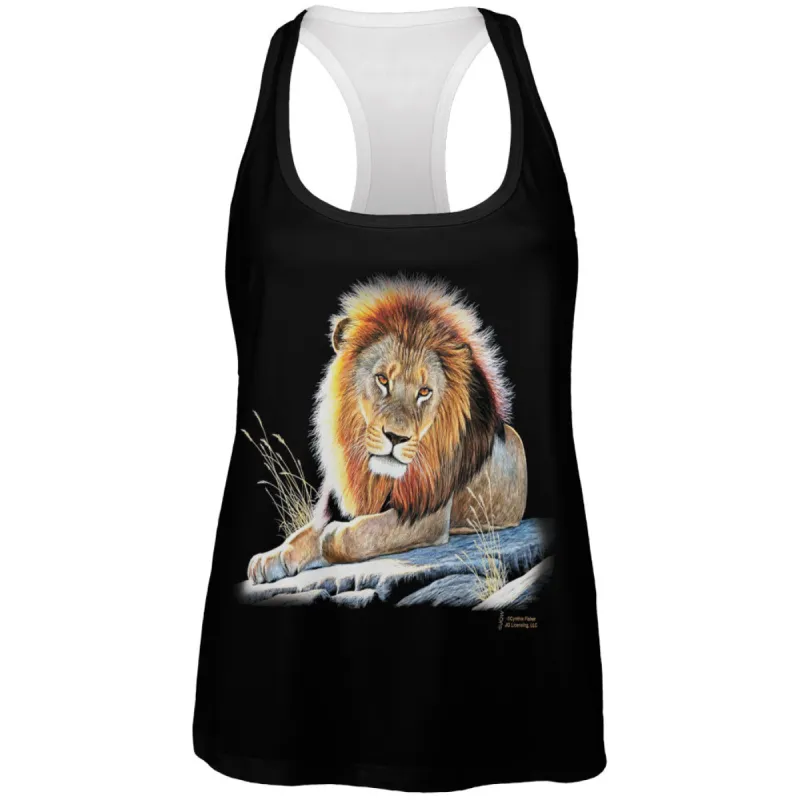 Lion On A Rock All Over Womens Racerback Tank Top sold by Old Glory