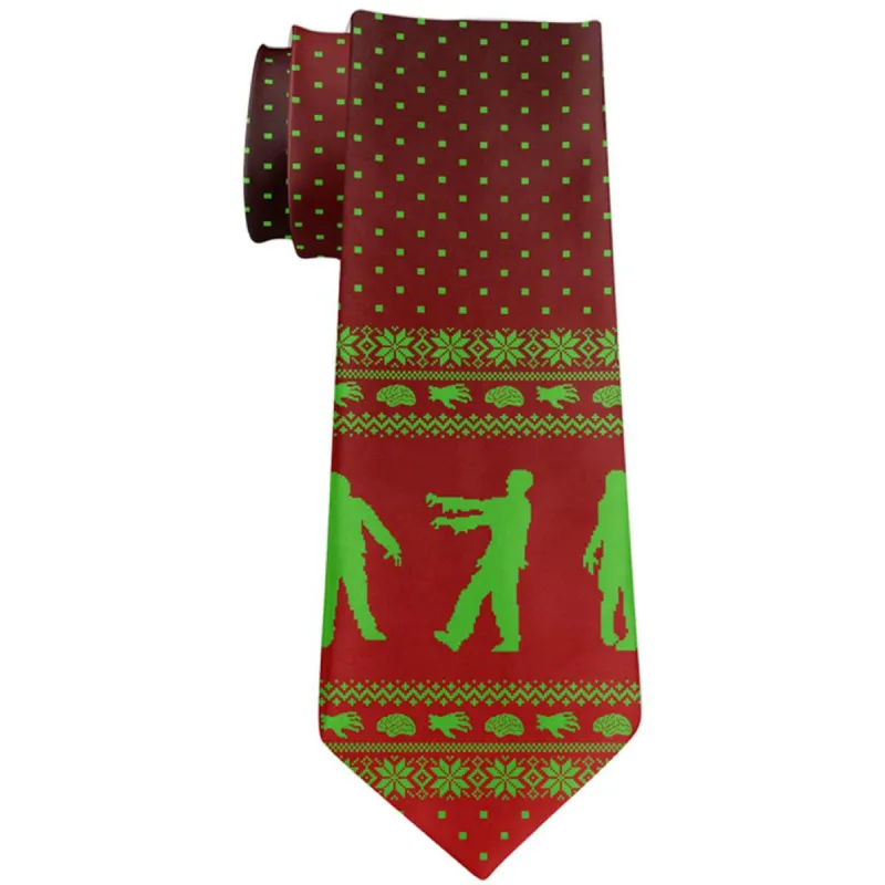 Ugly Christmas Sweater Zombie Brains All Over Neck Tie sold by Old Glory