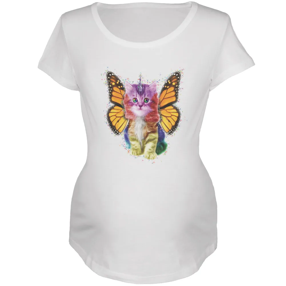 Rainbow Butterfly Unicorn Kitten Maternity Soft T Shirt sold by Old Glory