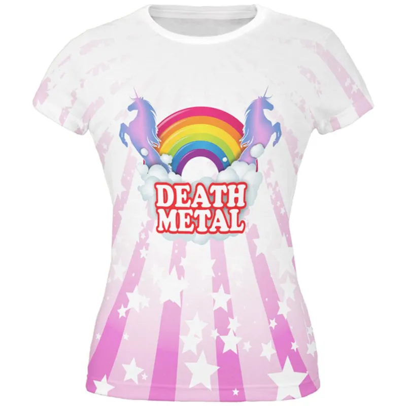 Death Metal Rainbow Unicorns All Over Juniors T Shirt sold by Old Glory