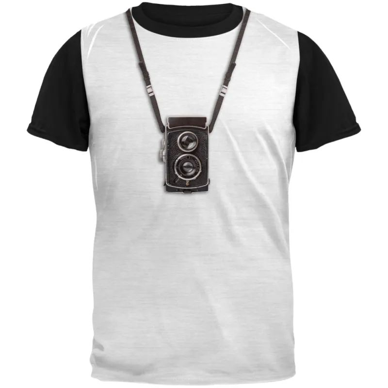 Halloween Photographer Antique Camera Costume Adult Black Back T-Shirt sold by Old Glory