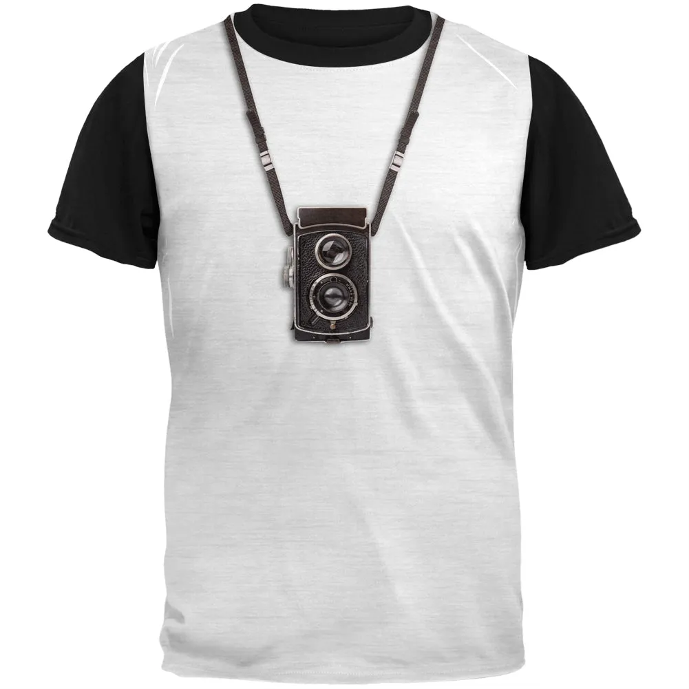 Halloween Photographer Antique Camera Costume Adult Black Back T-Shirt sold by Old Glory