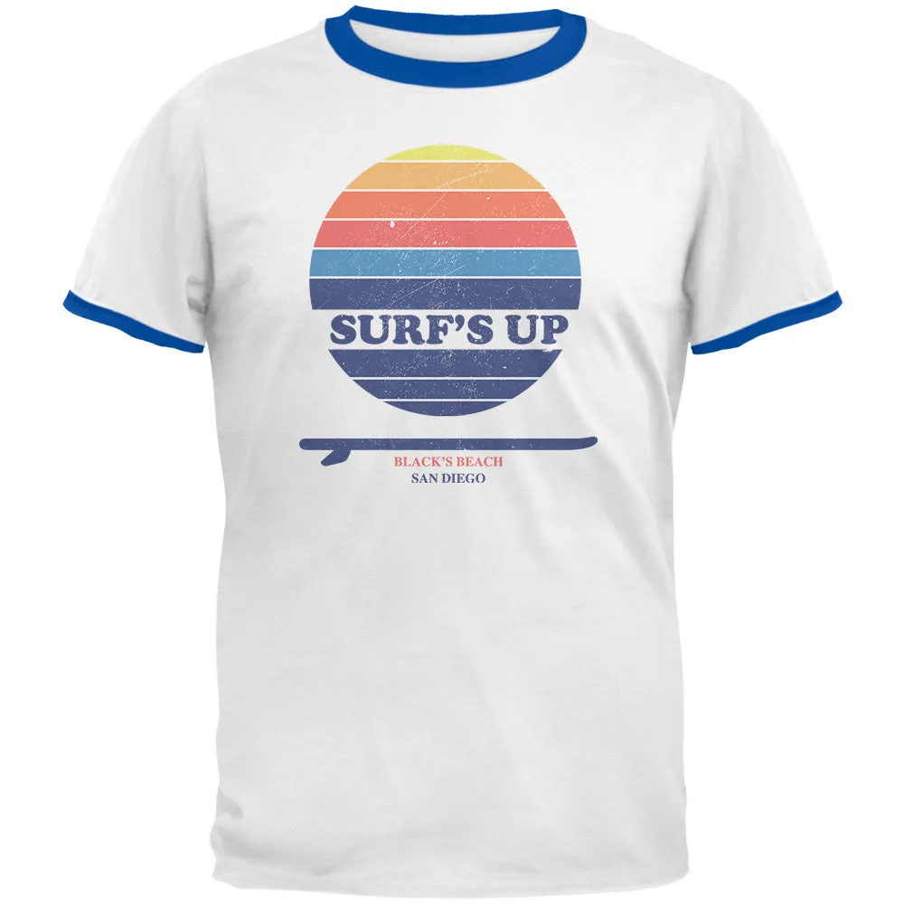 Surf's Up San Diego Beach Mens Ringer T Shirt sold by Old Glory