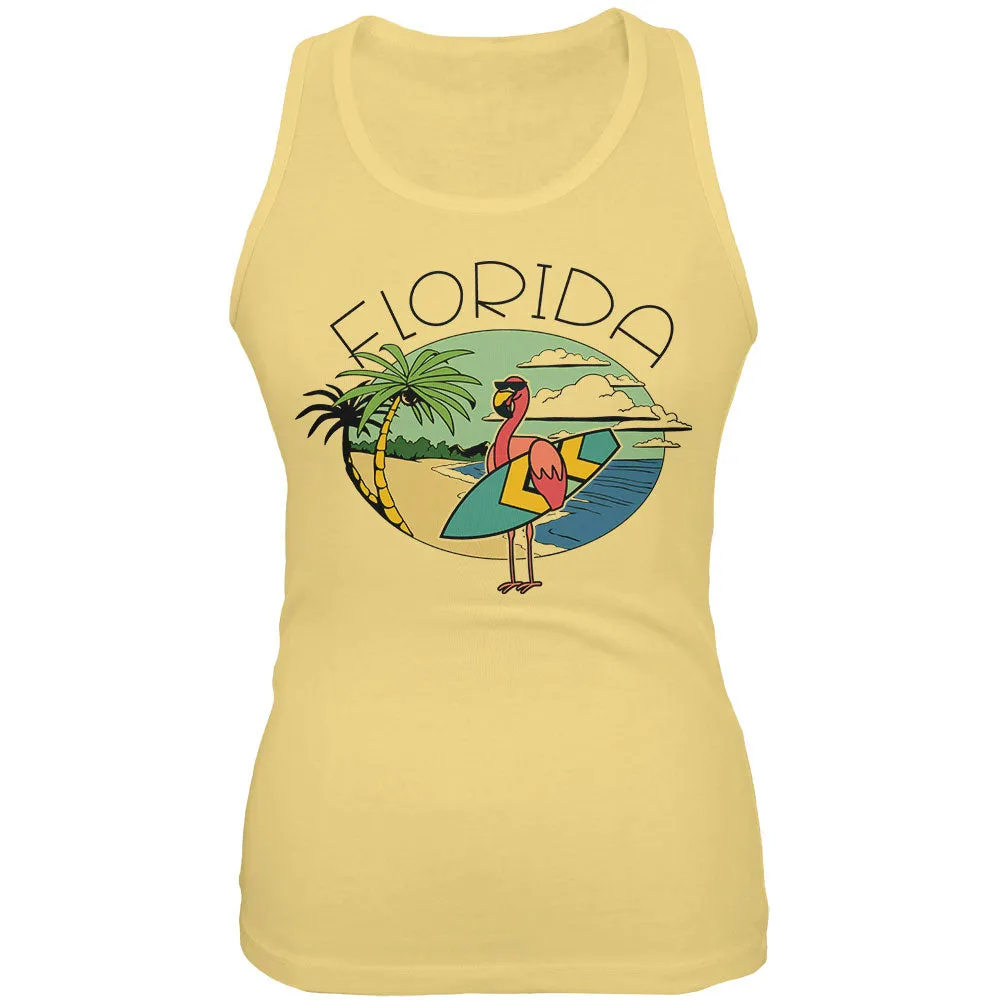 Florida Flamingo Summer Beach Juniors Soft Tank Top sold by Old Glory