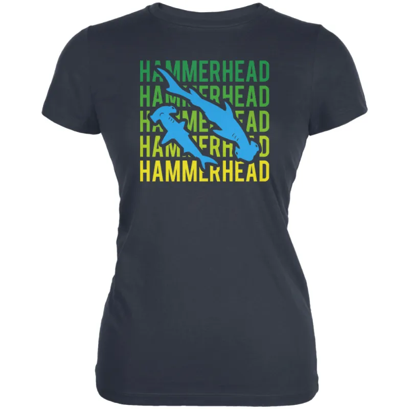 Hammerhead Shark Stacked Repeat Juniors Soft T Shirt sold by Old Glory