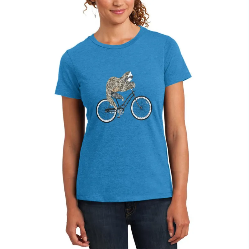 Bicycle Sloth Womens Soft Heather T Shirt sold by Old Glory